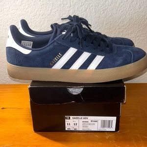 Adidas Gazelle ADV Skate shoes navy suede gum sole, H04905, men’s US 11